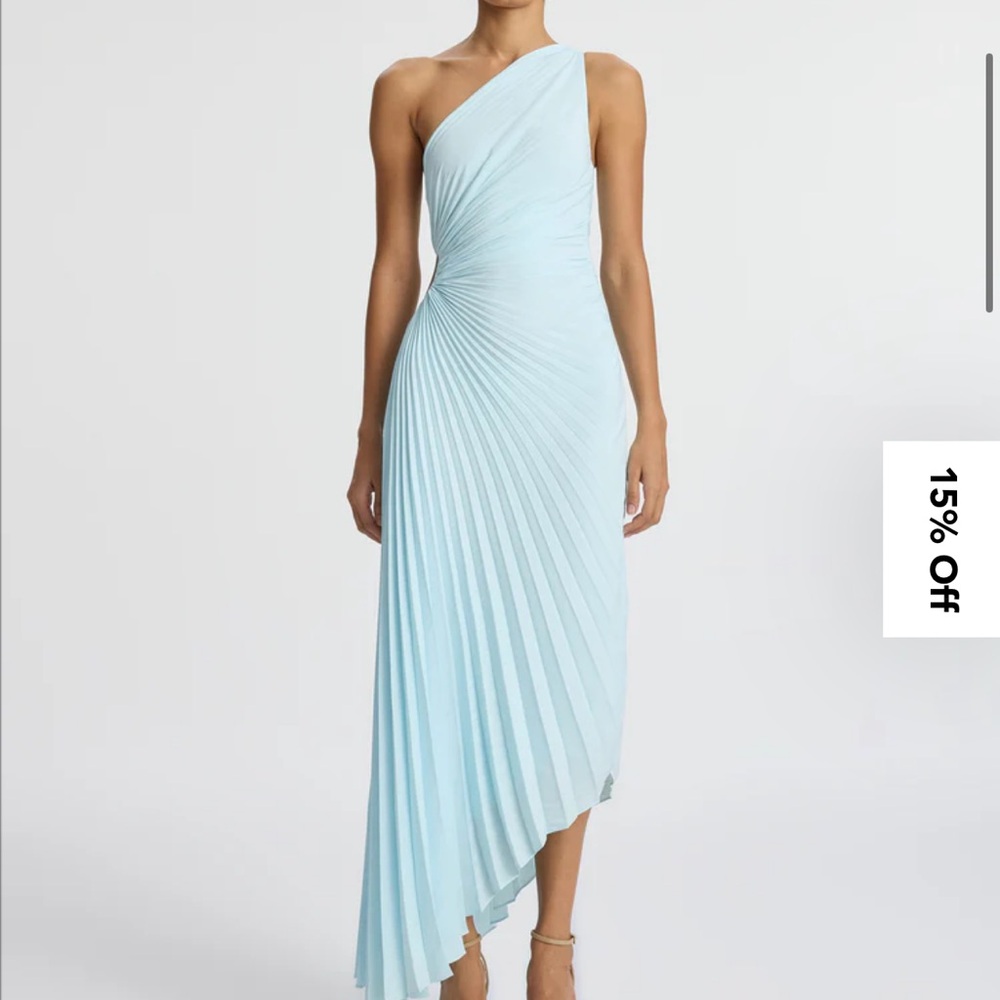 ALC DELFINA MATTE PLEATED DRESS IN AQUA